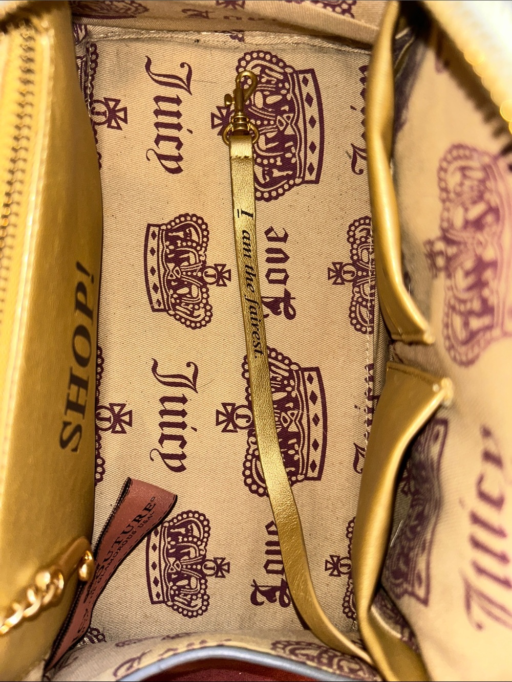 Juicy Couture Burgundy Velvet Satchel with Gray Leather Trim - Picture 7 of 10